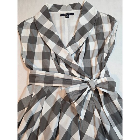 Sleeveless Gray & White Gingham Wrap Dress With Belt Chadwicks  Size 2P - Picture 6 of 11